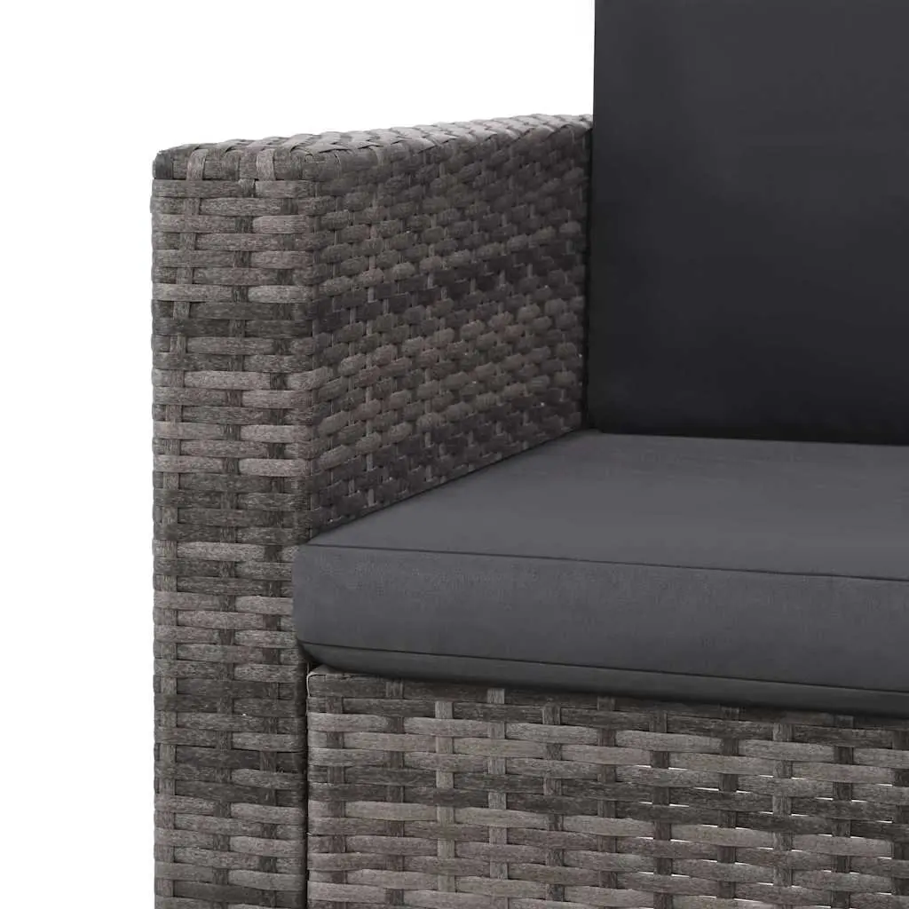 2 Piece Garden Lounge Set Sofa Stool Grey
