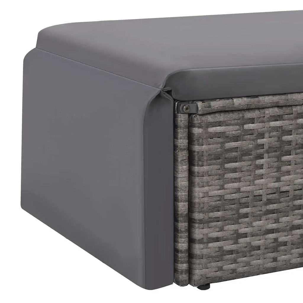 2 Piece Garden Lounge Set Sofa Stool Grey