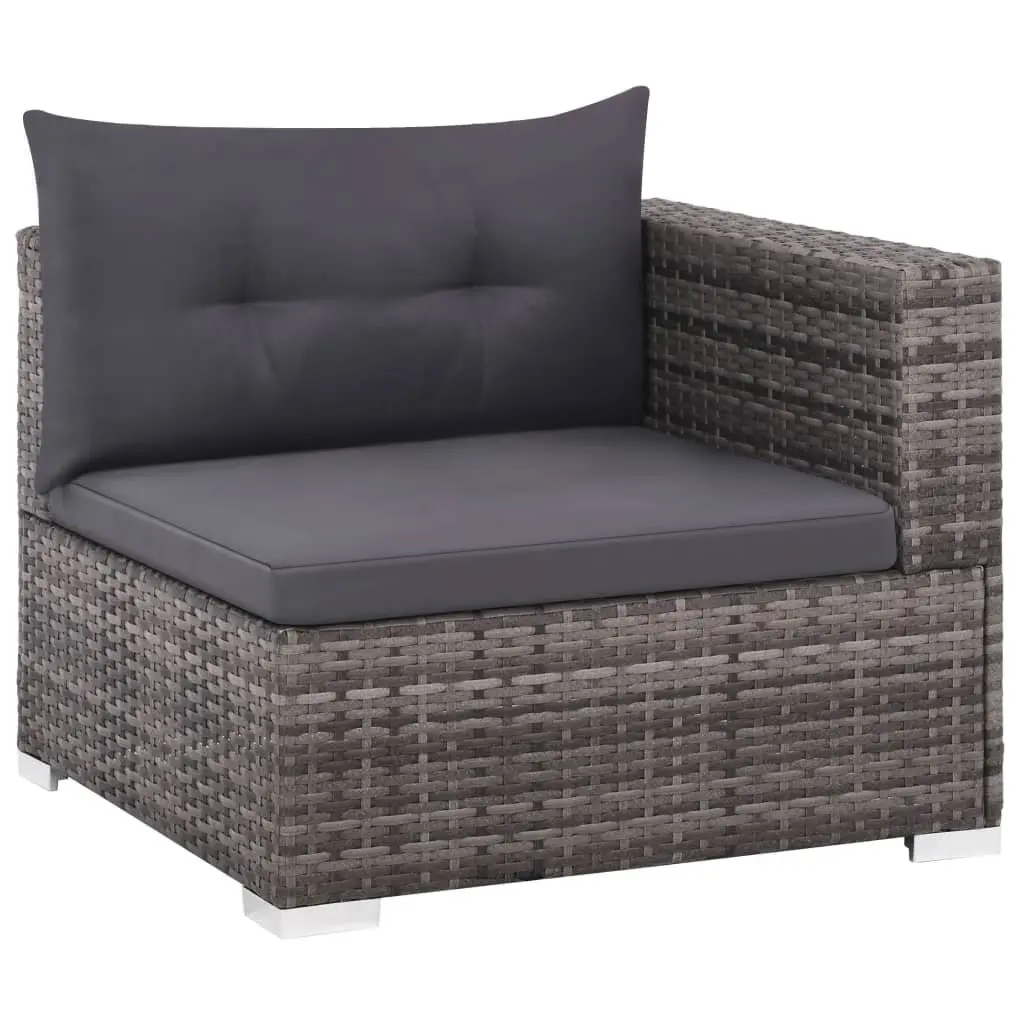 Garden Lounge Set 3 Piece Outdoor Sofa Rattan Patio Furniture with Cushions Grey