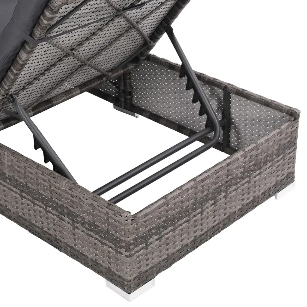 Garden Lounge Set 3 Piece Outdoor Sofa Rattan Patio Furniture with Cushions Grey