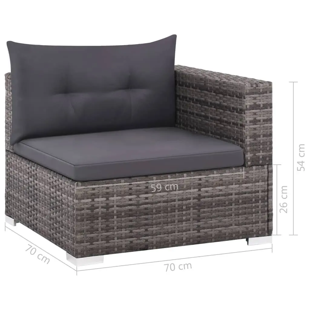Garden Lounge Set 3 Piece Outdoor Sofa Rattan Patio Furniture with Cushions Grey