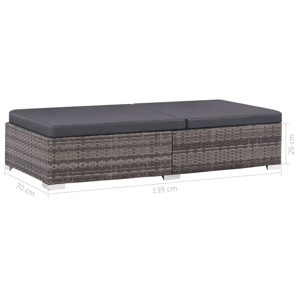 Garden Lounge Set 3 Piece Outdoor Sofa Rattan Patio Furniture with Cushions Grey