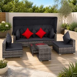 Comfortable 7-Piece Garden Lounge Set with Canopy