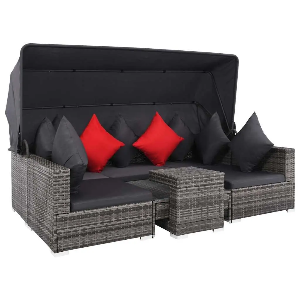 Garden Lounge Set 7 Piece Outdoor Furniture Sofa with Canopy Grey