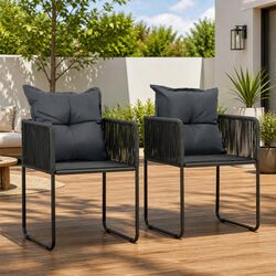 Comfortable Outdoor Chairs Set with Cushioned Back Pillows