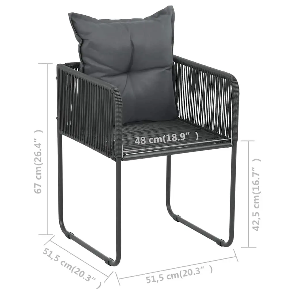 Outdoor Chairs Set with Cushioned Back Pillows