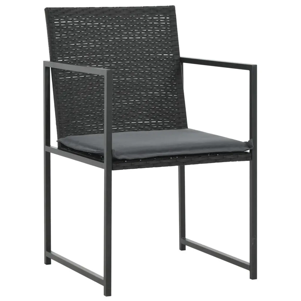 Outdoor Dining Set 5 Piece Garden Furniture Black Poly Rattan Table Chairs