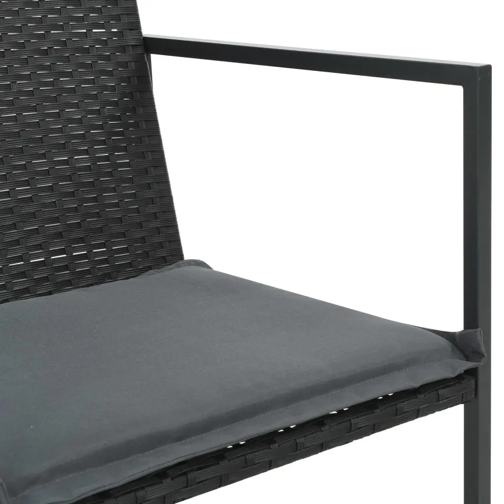 Outdoor Dining Set 5 Piece Garden Furniture Black Poly Rattan Table Chairs