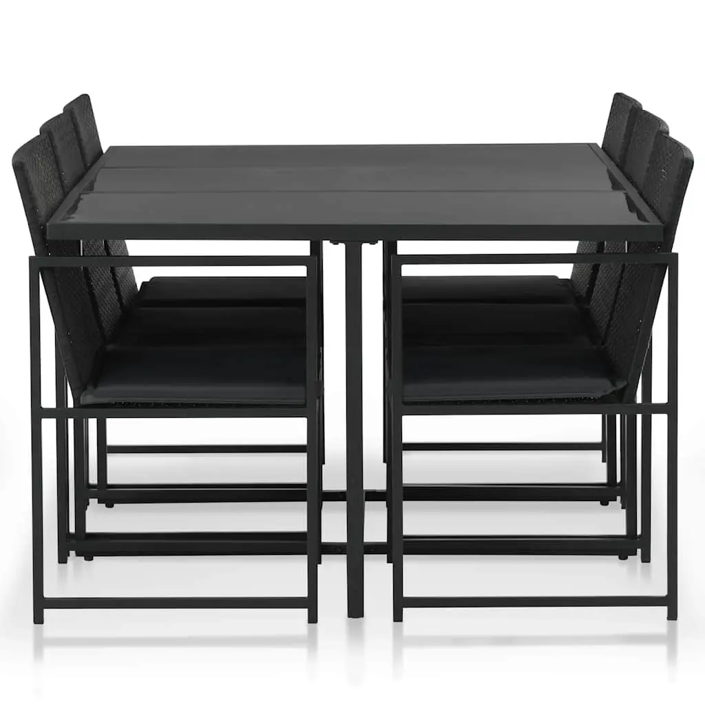 Outdoor Dining Set 7 Piece Garden Patio Furniture Table Chairs Black