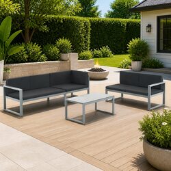Comfortable Outdoor Lounge Set with Cushions - Black