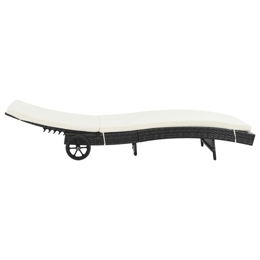 Sun Lounger Adjustable Backrest Garden Patio Chaise Longue Black