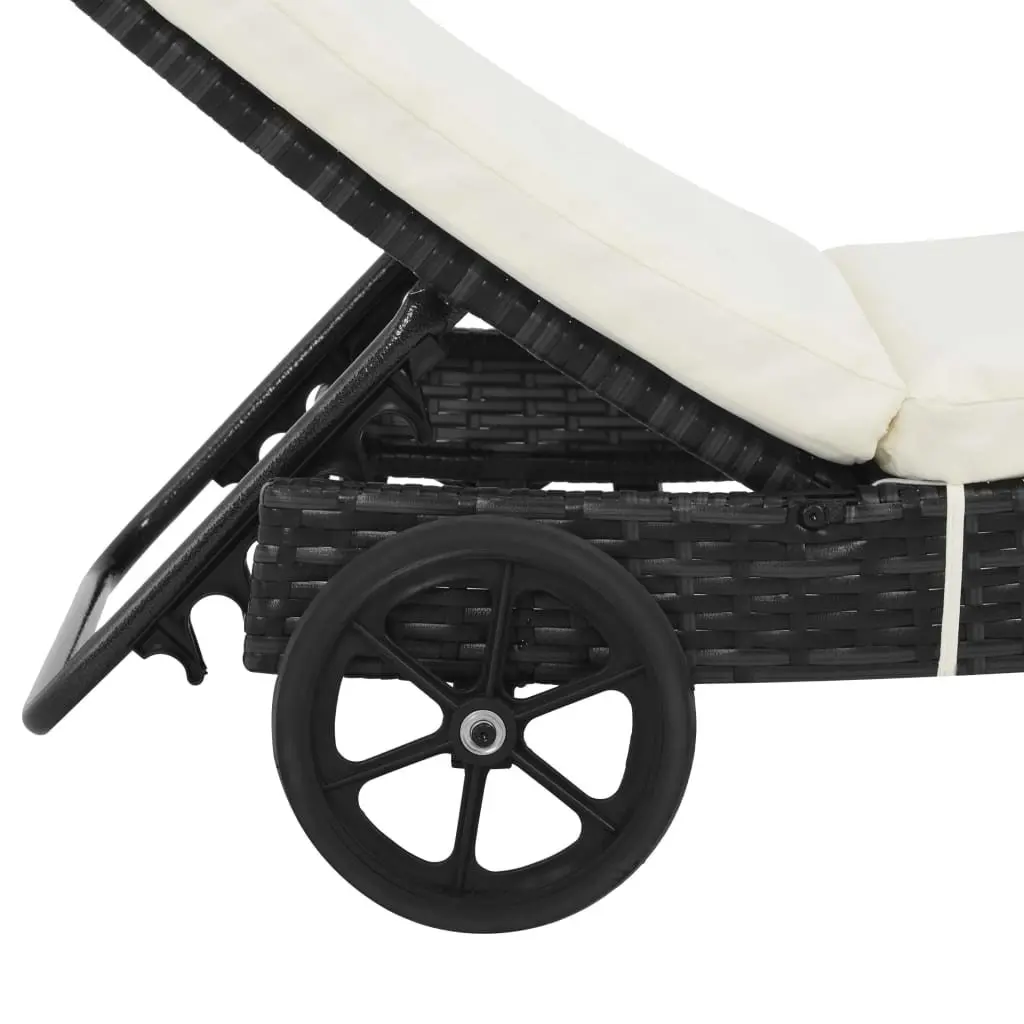 Sun Lounger Adjustable Backrest Garden Patio Chaise Longue Black