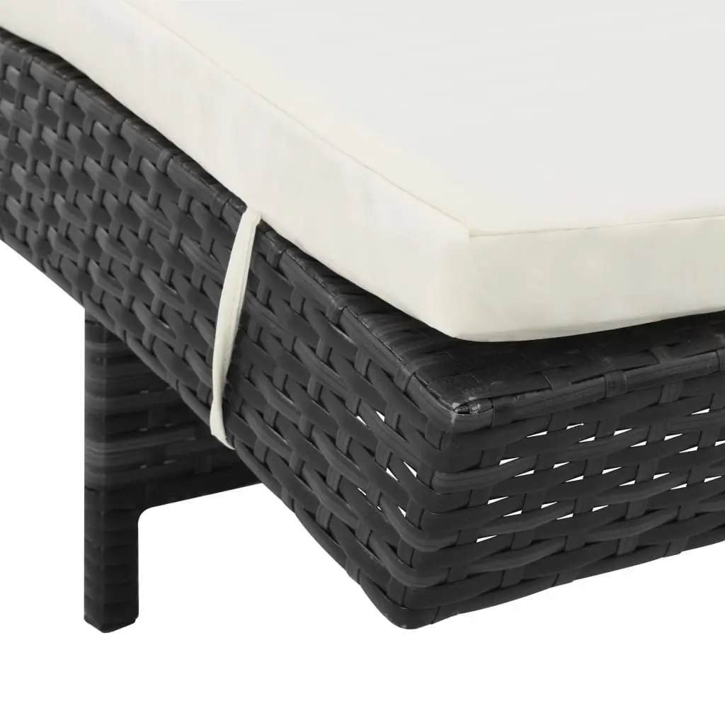 Sun Lounger Adjustable Backrest Garden Patio Chaise Longue Black
