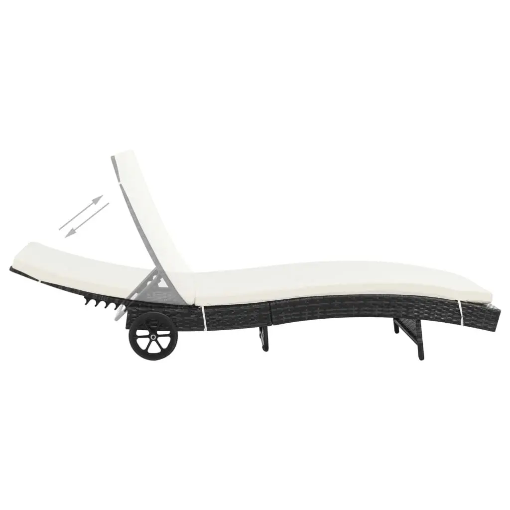 Sun Lounger Adjustable Backrest Garden Patio Chaise Longue Black