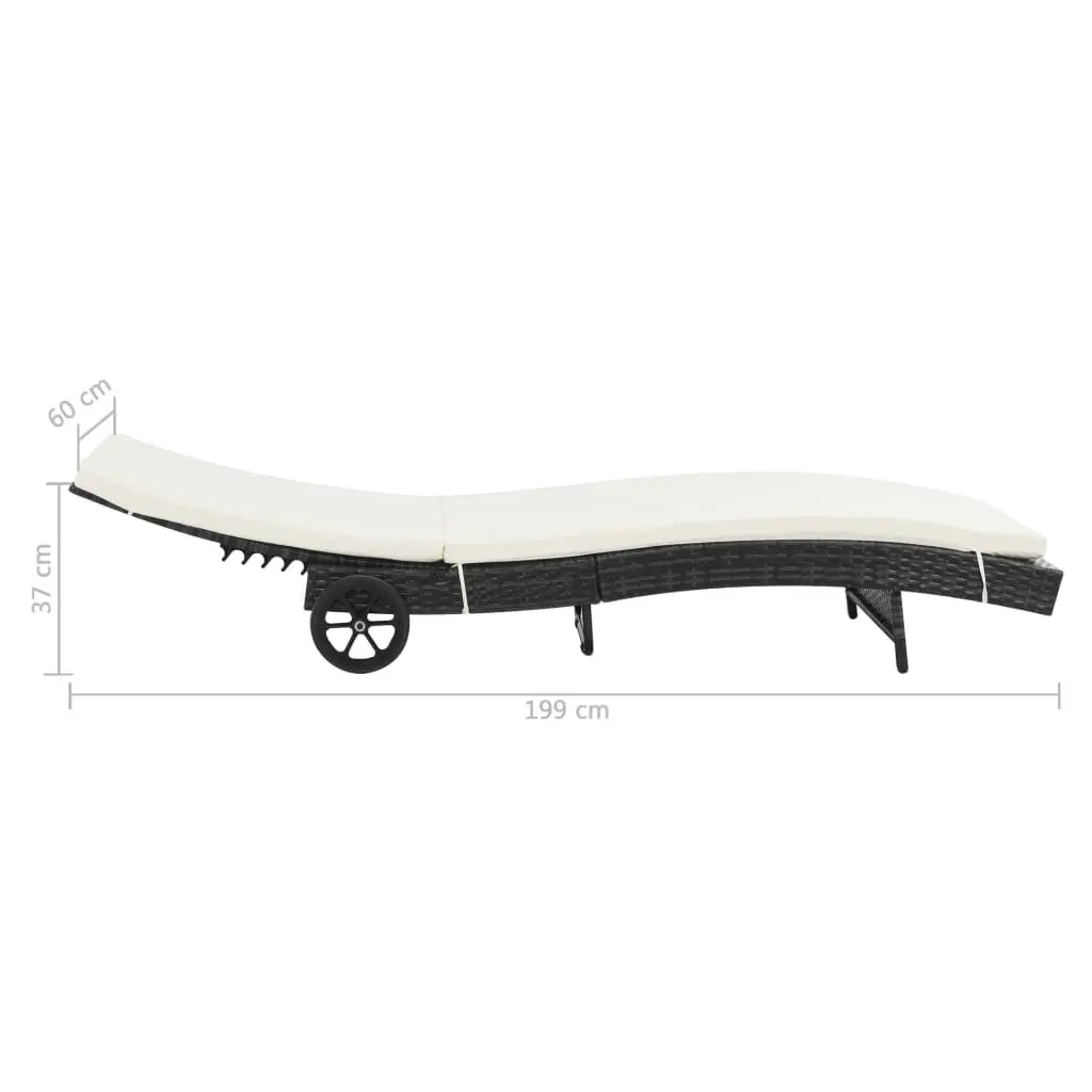 Sun Lounger Adjustable Backrest Garden Patio Chaise Longue Black
