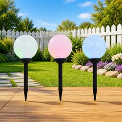 Efficient 20cm RGB Solar Lamps - 3 Pack