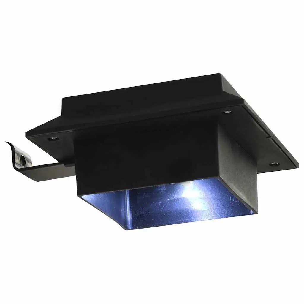 Solar Outdoor LED Lamps 6 Pack Square Black 12cm Garden Fence Wall Lighting