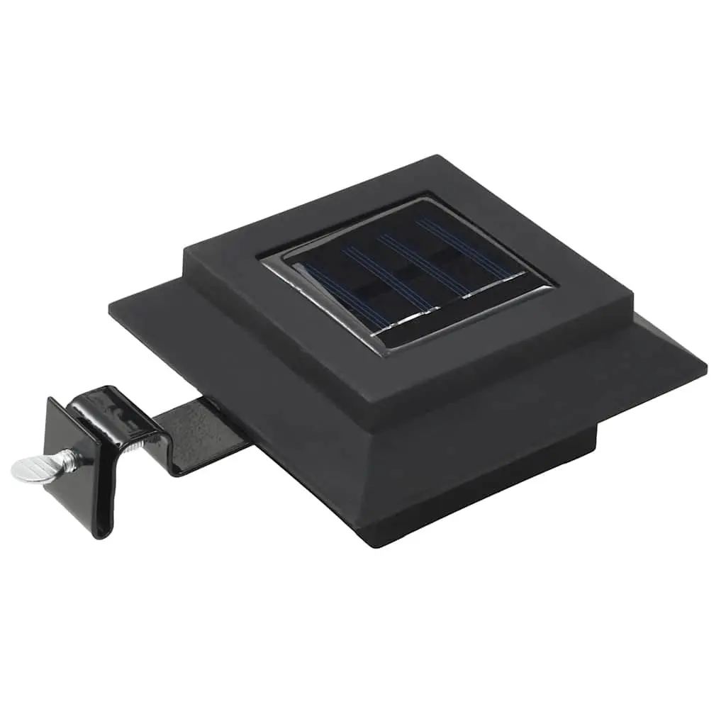 Solar Outdoor LED Lamps 6 Pack Square Black 12cm Garden Fence Wall Lighting