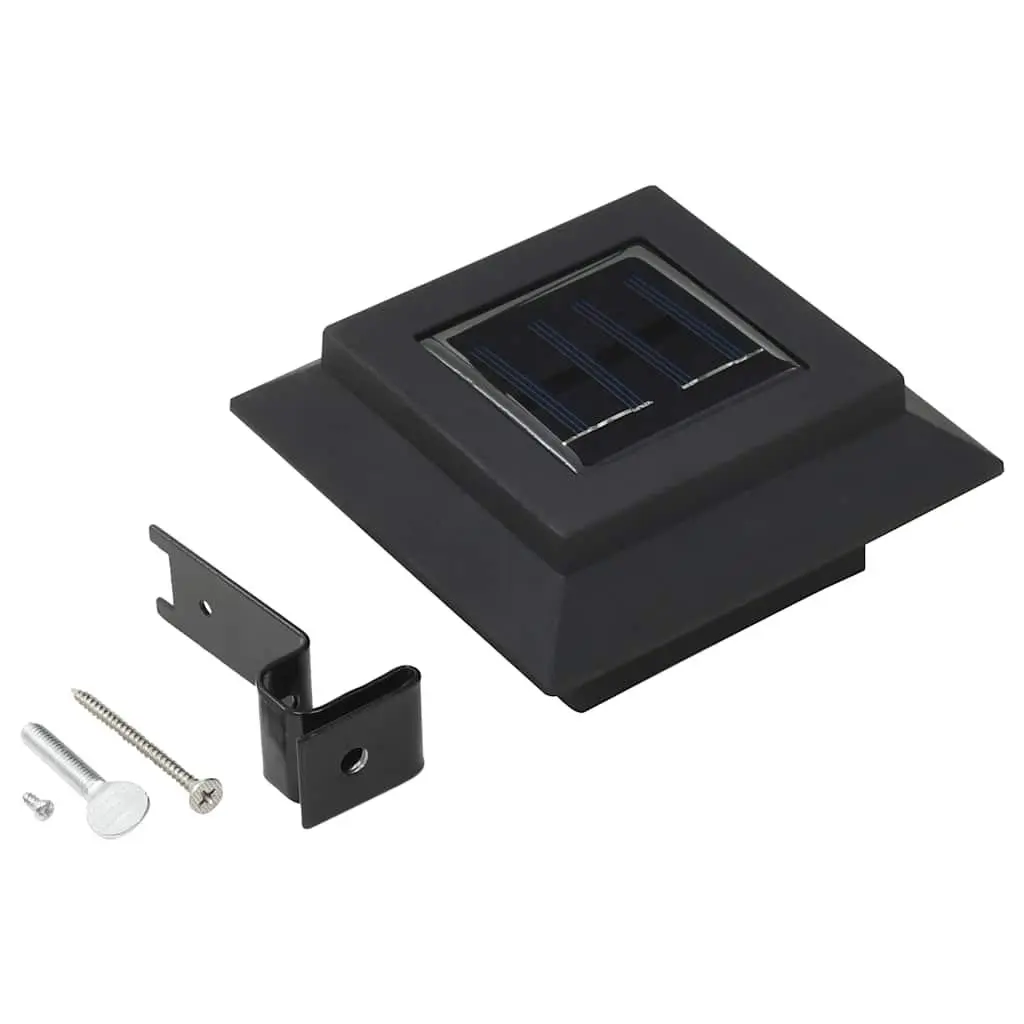 Solar Outdoor LED Lamps 6 Pack Square Black 12cm Garden Fence Wall Lighting