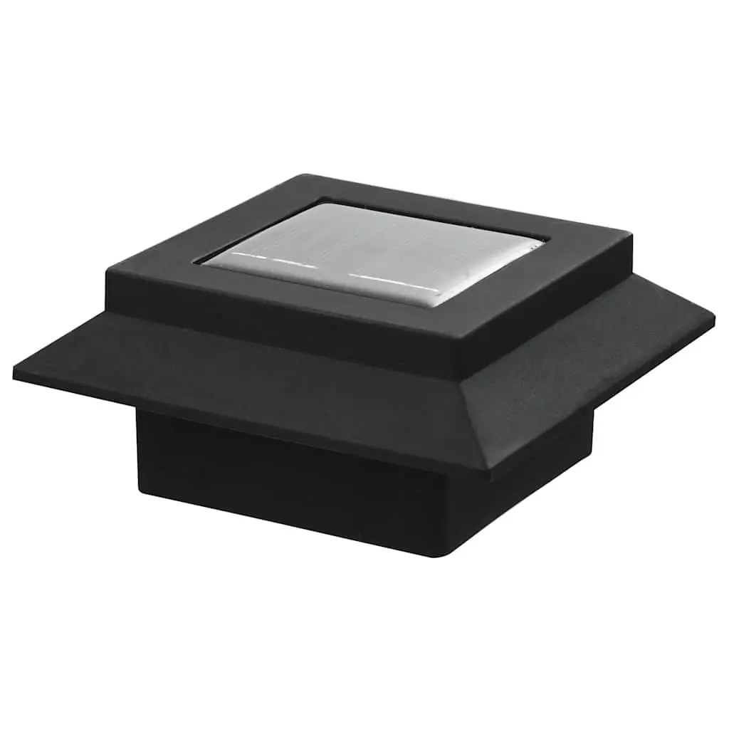 Solar Outdoor LED Lamps 6 Pack Square Black 12cm Garden Fence Wall Lighting