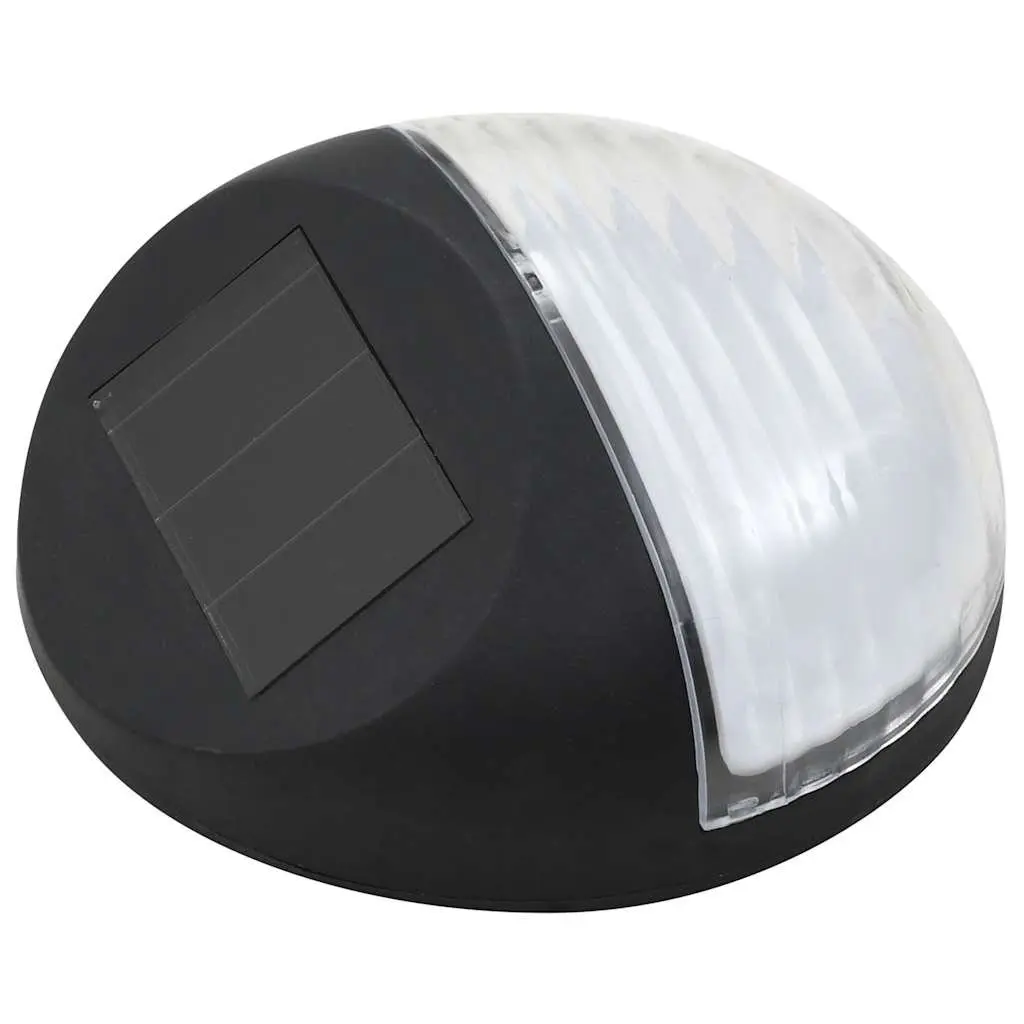 Outdoor Solar Garden Wall Lamps Black Round 12 Pack Automatic LED Lighting