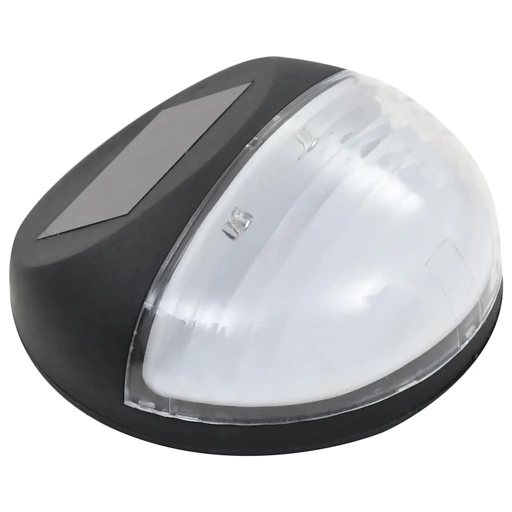 Outdoor Solar Garden Wall Lamps Black Round 12 Pack Automatic LED Lighting