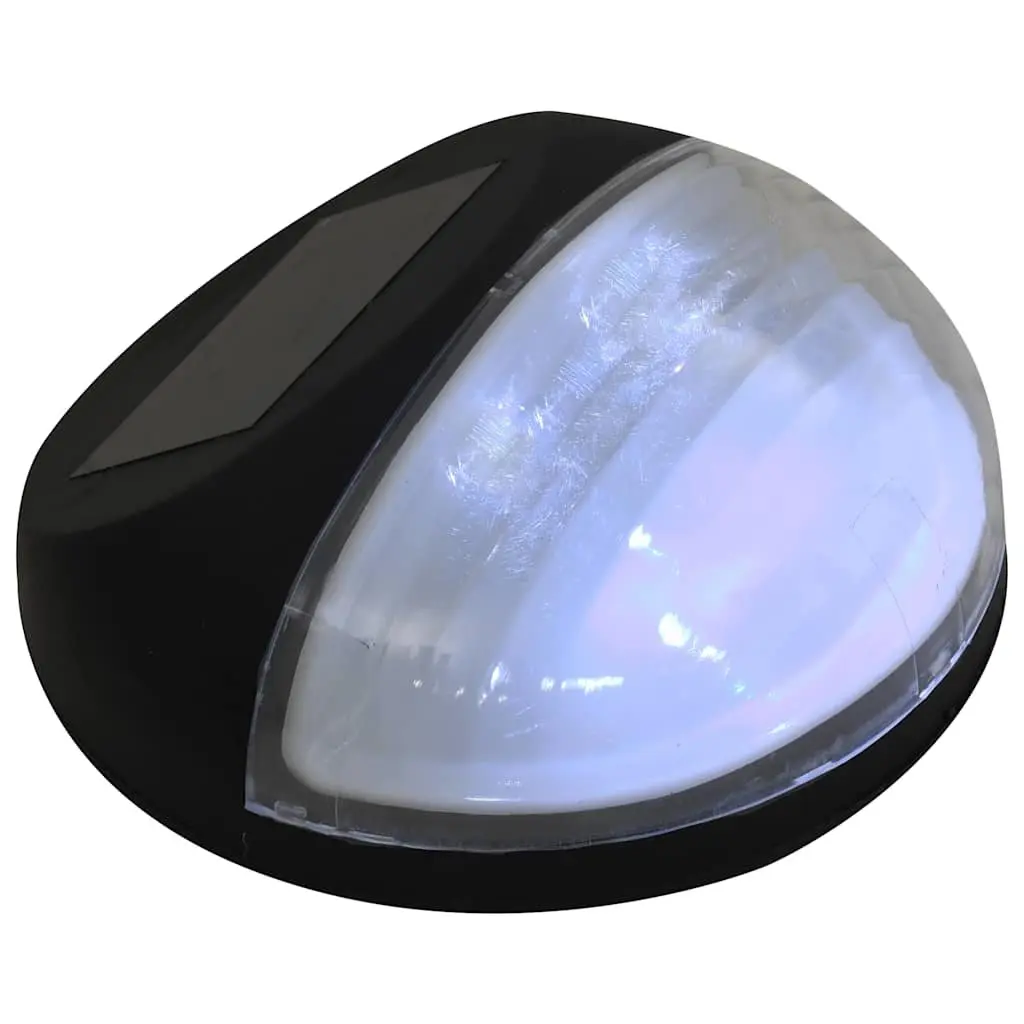 Outdoor Solar Garden Wall Lamps Black Round 12 Pack Automatic LED Lighting