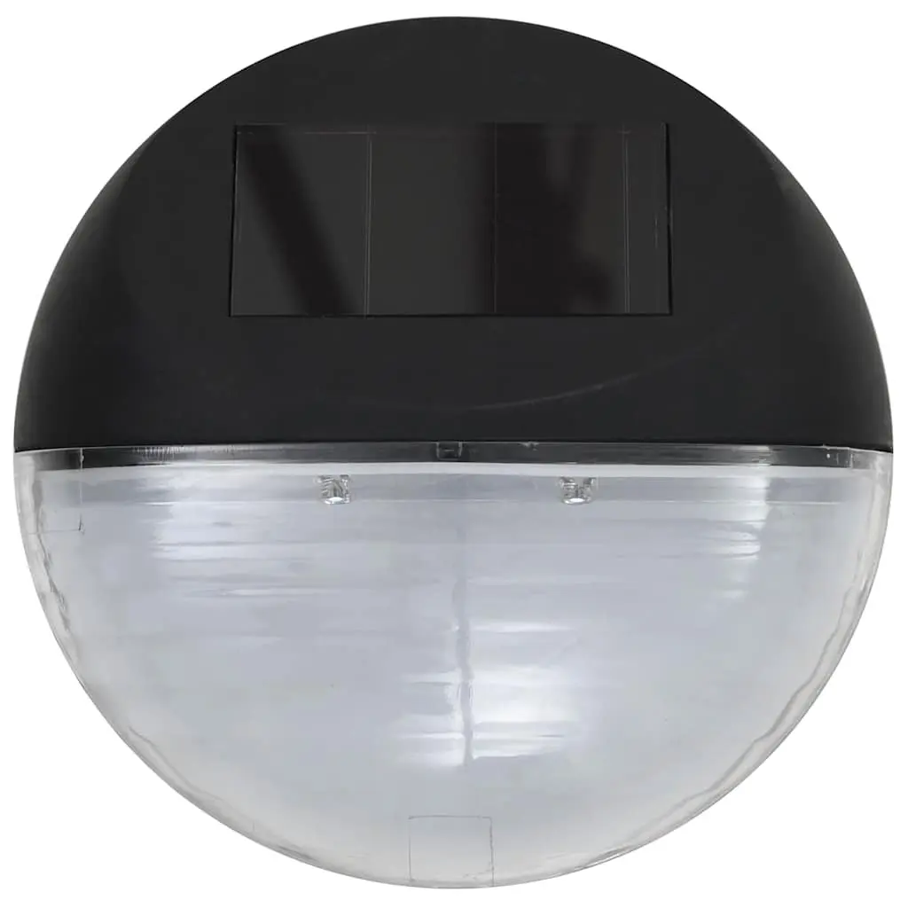 Outdoor Solar Garden Wall Lamps Black Round 12 Pack Automatic LED Lighting