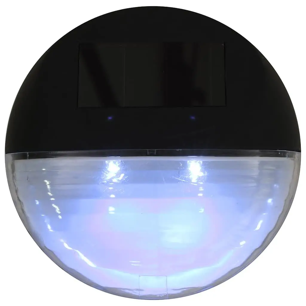 Outdoor Solar Garden Wall Lamps Black Round 12 Pack Automatic LED Lighting