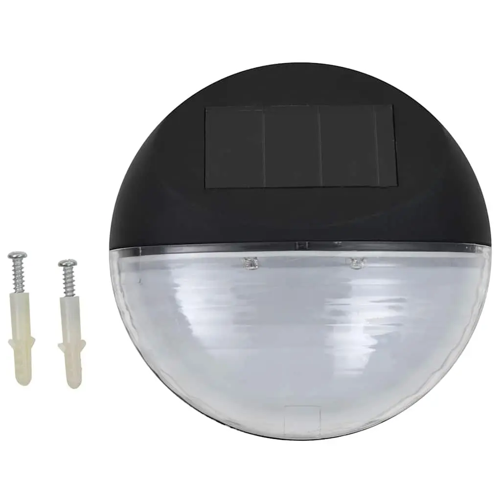 Outdoor Solar Garden Wall Lamps Black Round 12 Pack Automatic LED Lighting
