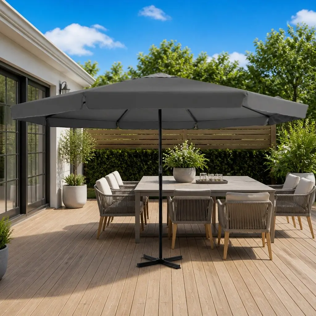 Outdoor Parasol UV Protection 500cm Anthracite Garden Sunshade Aluminium Crank