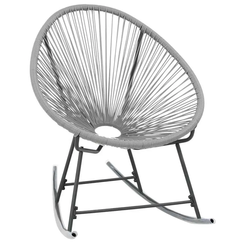 Outdoor Rocking Moon Chair Grey Poly Rattan Garden Furniture