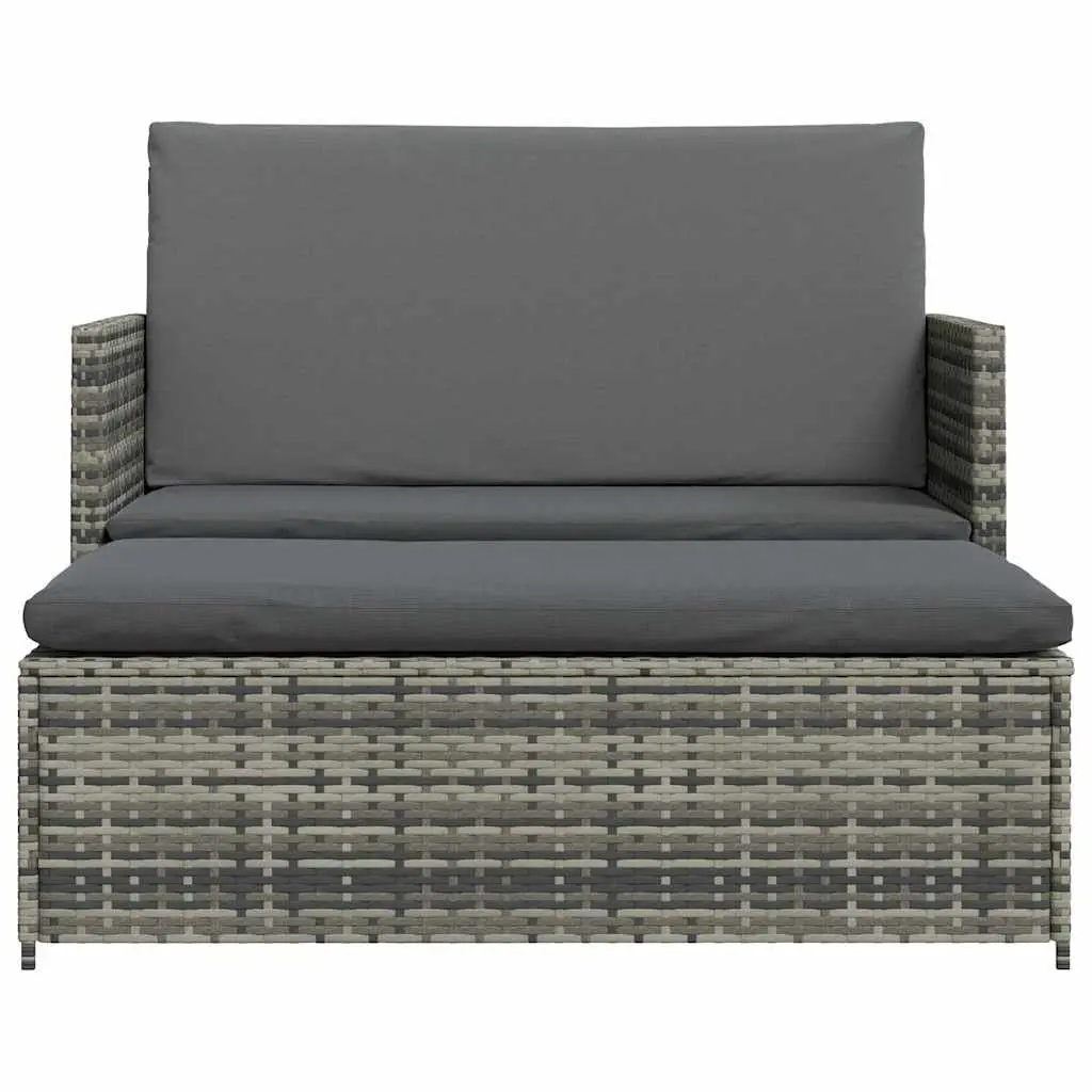 2 Piece Garden Lounge Sofa Set Outdoor Cushions Grey Poly Rattan