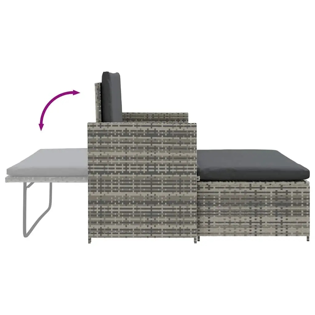 2 Piece Garden Lounge Sofa Set Outdoor Cushions Grey Poly Rattan