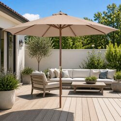 Reliable 300cm Parasol with Stylish Wooden Pole
