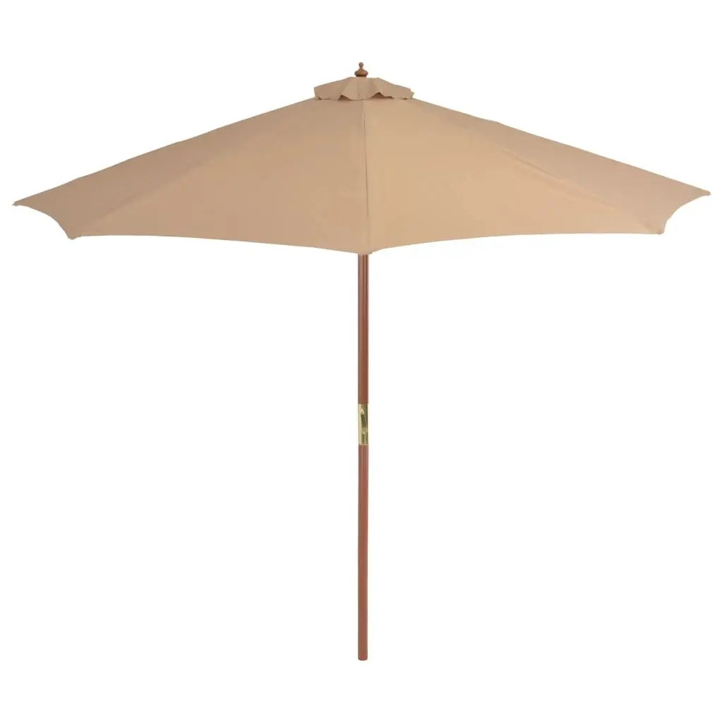 Garden Parasol Outdoor Shade Umbrella 300cm Taupe Wooden Pole Crank Mechanism