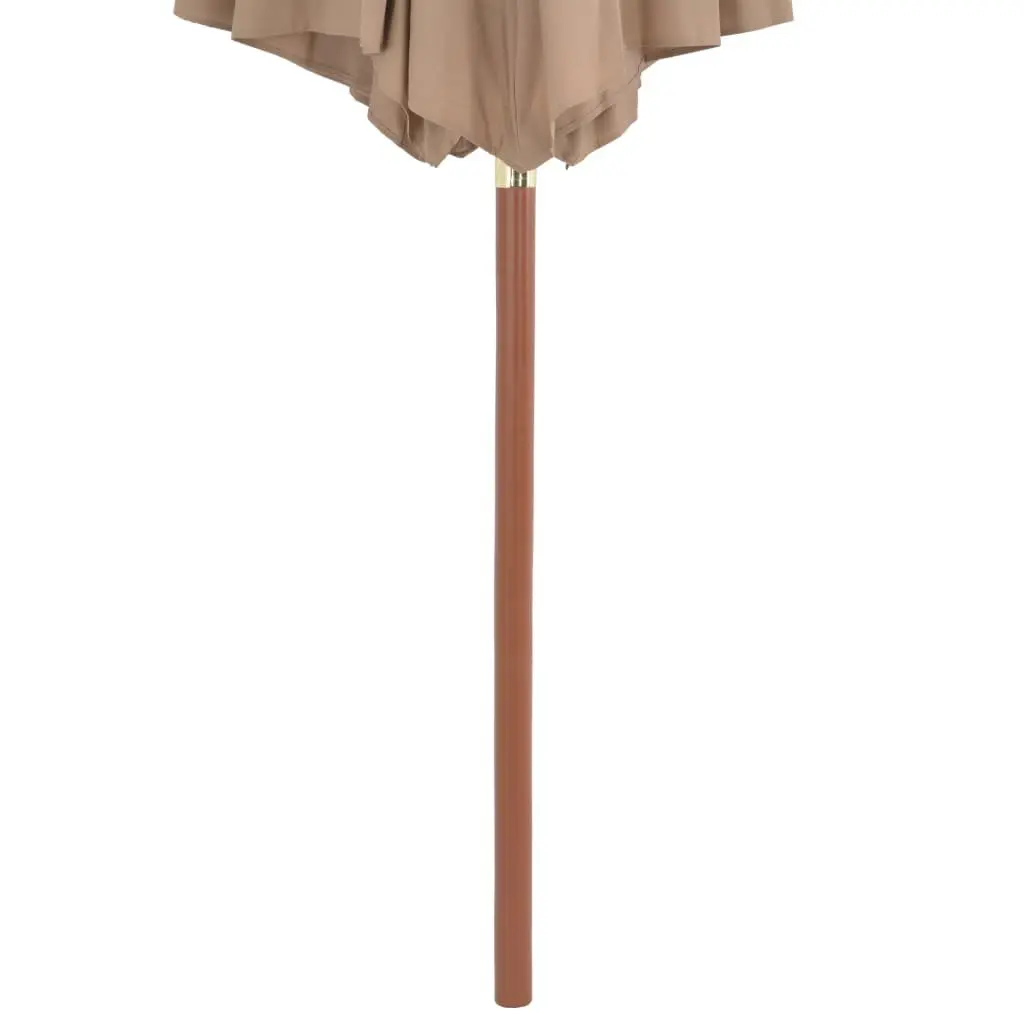 Garden Parasol Outdoor Shade Umbrella 300cm Taupe Wooden Pole Crank Mechanism