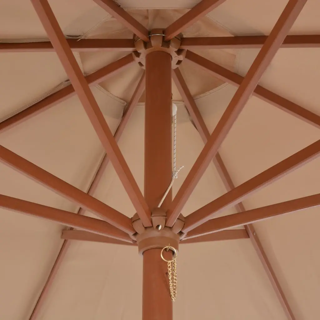 Garden Parasol Outdoor Shade Umbrella 300cm Taupe Wooden Pole Crank Mechanism