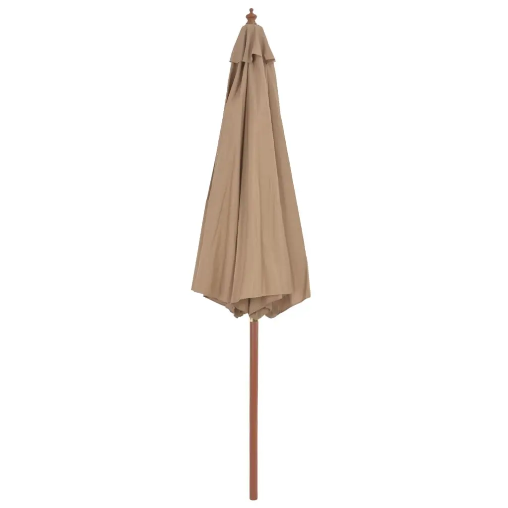 Garden Parasol Outdoor Shade Umbrella 300cm Taupe Wooden Pole Crank Mechanism