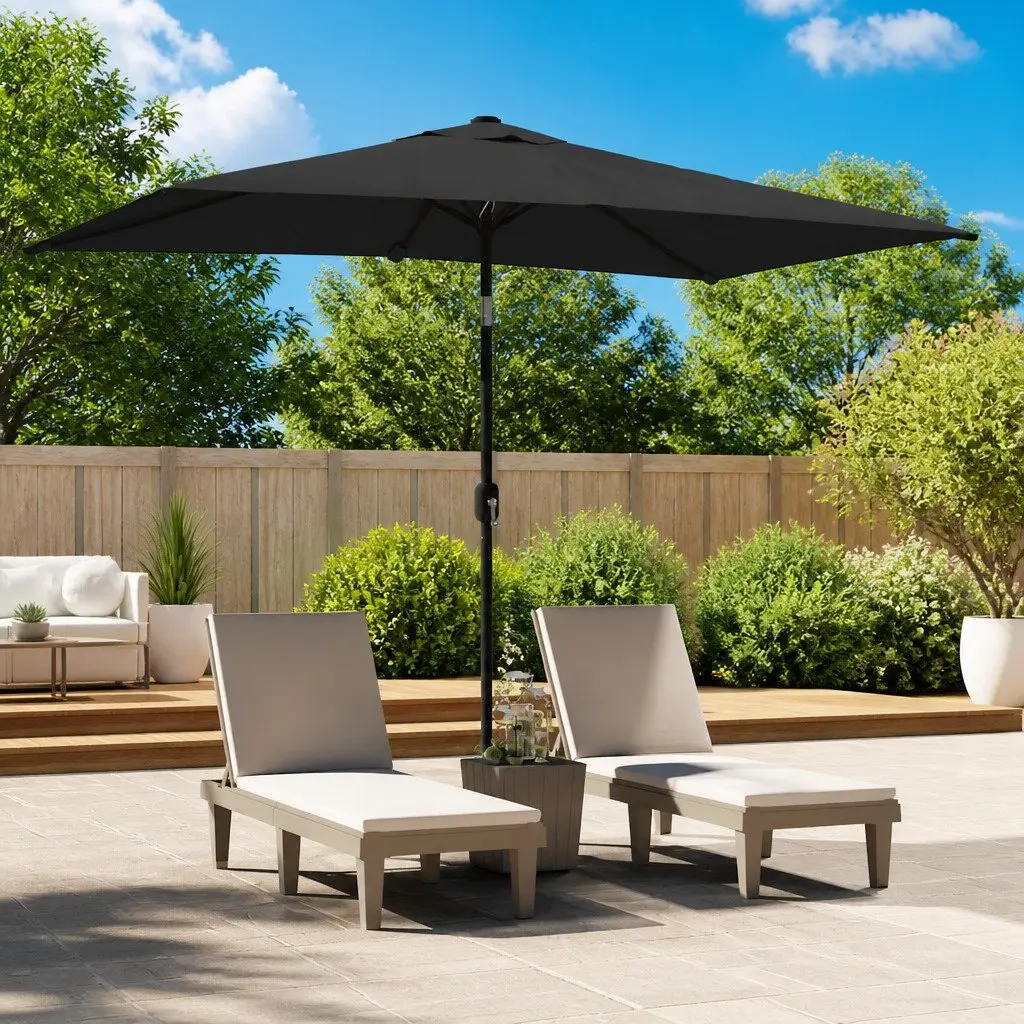 Garden Parasol Outdoor Umbrella Shade 300 x 200 cm Anthracite