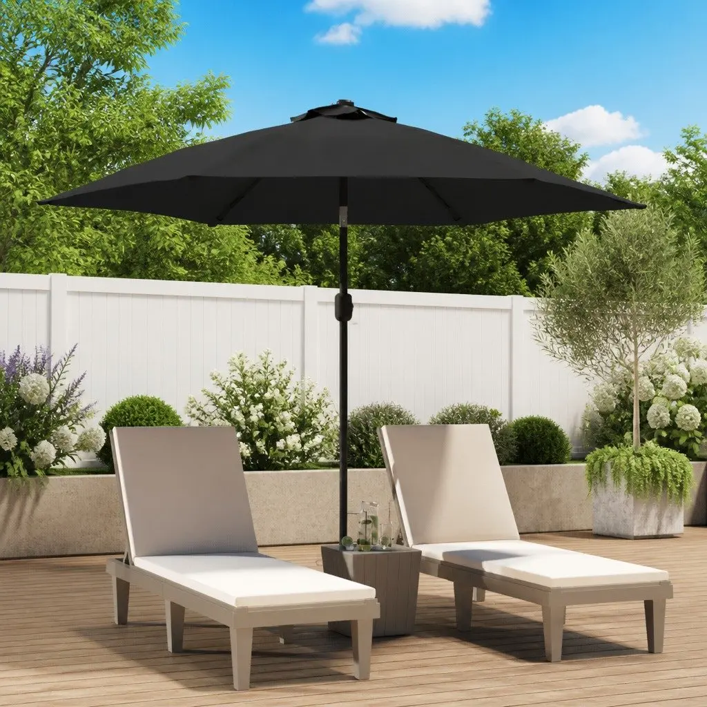 Garden Parasol Shade 300cm Anthracite with Solar LED Lights