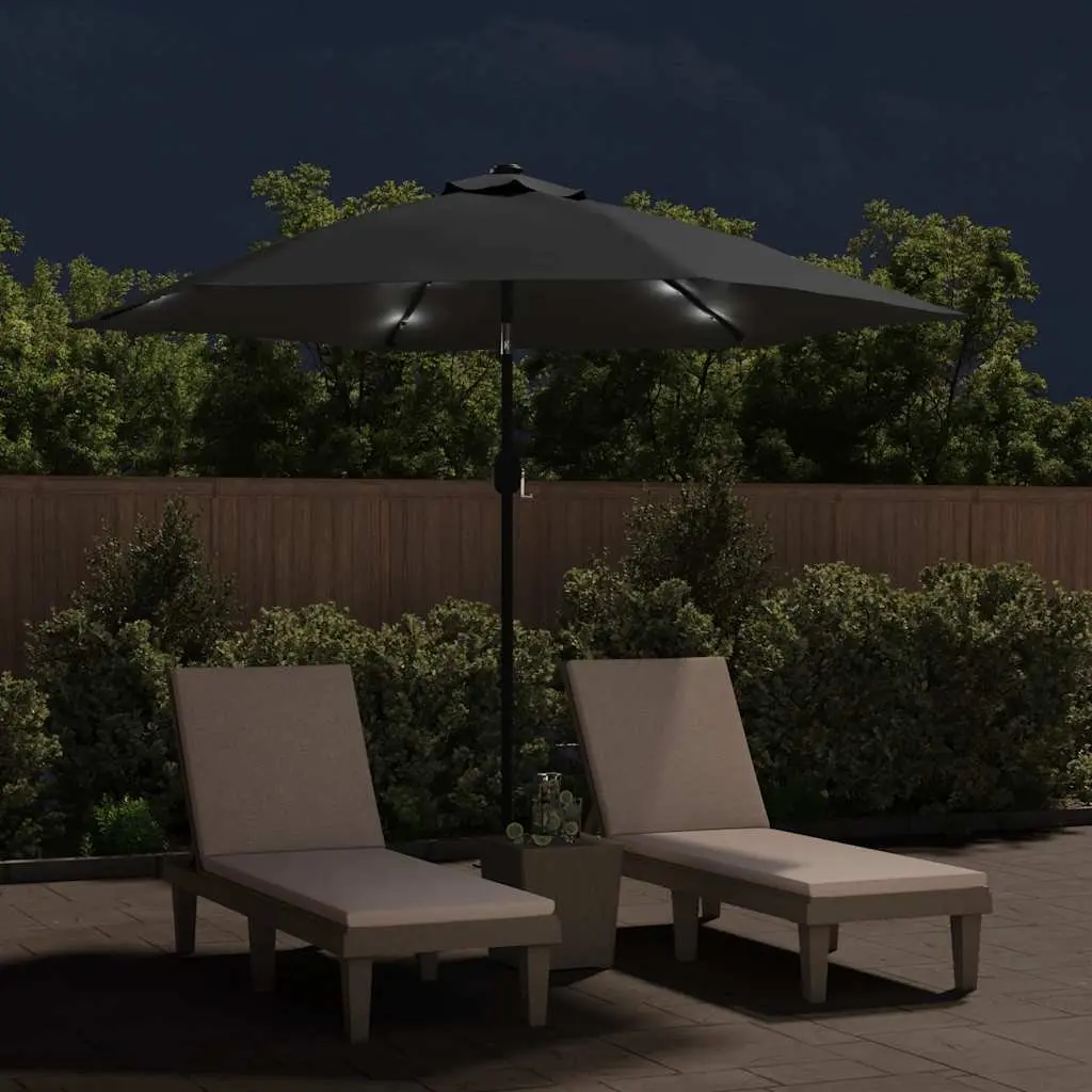 Garden Parasol Shade 300cm Anthracite with Solar LED Lights