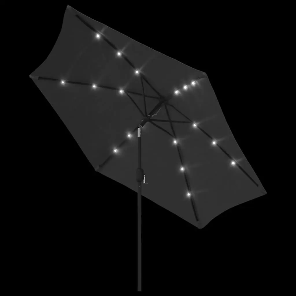 Garden Parasol Shade 300cm Anthracite with Solar LED Lights