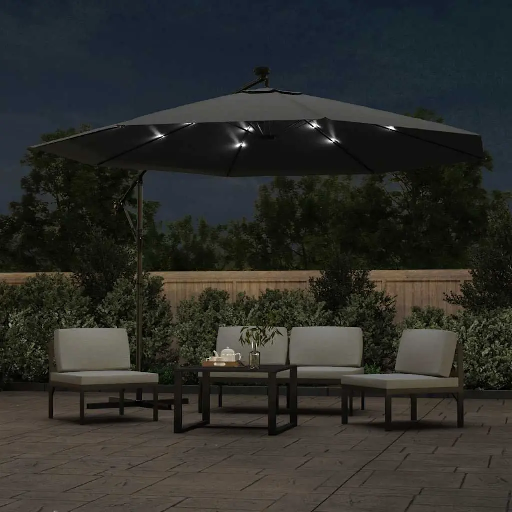 Cantilever Garden Parasol UV Protection 350cm Anthracite Solar Powered LED Lights