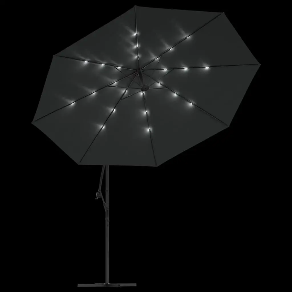Cantilever Garden Parasol UV Protection 350cm Anthracite Solar Powered LED Lights