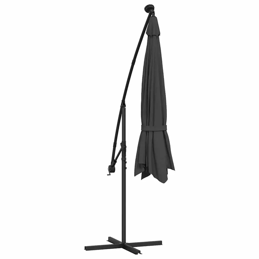 Cantilever Garden Parasol UV Protection 350cm Anthracite Solar Powered LED Lights