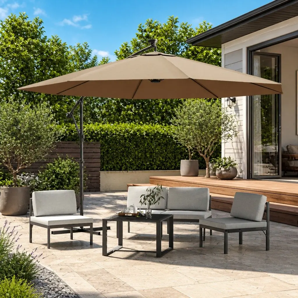 Cantilever Garden Parasol Outdoor Shade 350cm Taupe