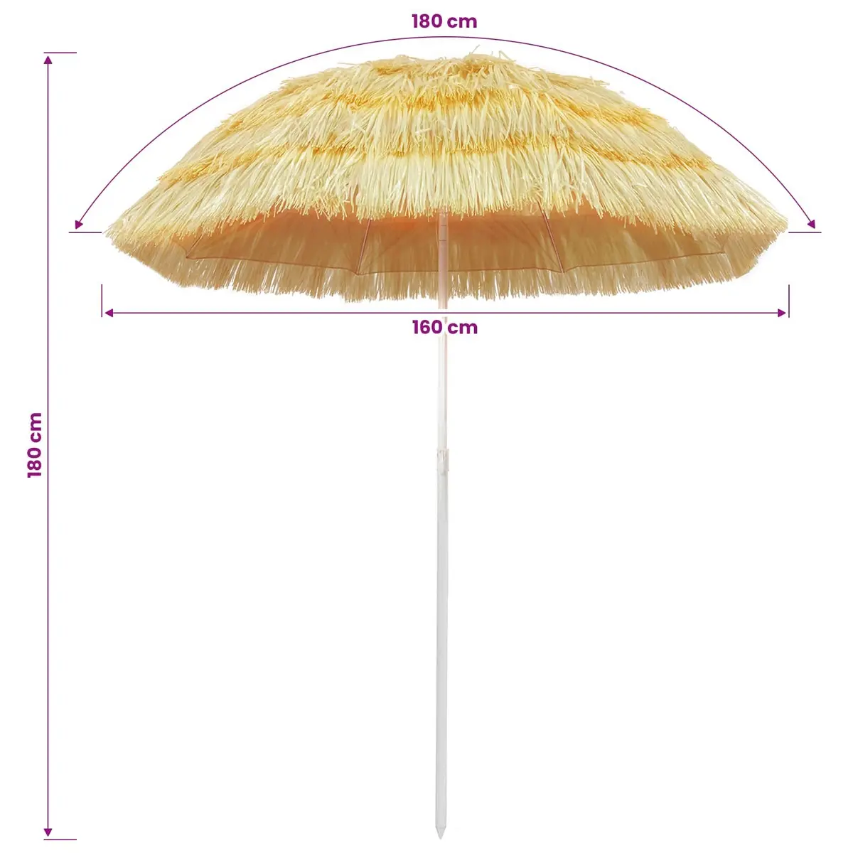 Beach Parasol Outdoor Sunshade 180cm Brown
