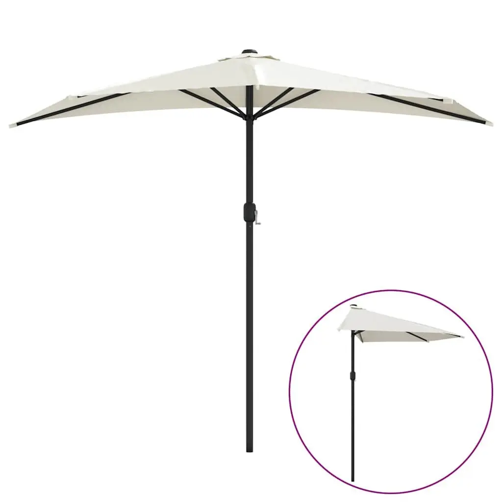 Half Round Garden Parasol UV Protective 270x144cm Beige