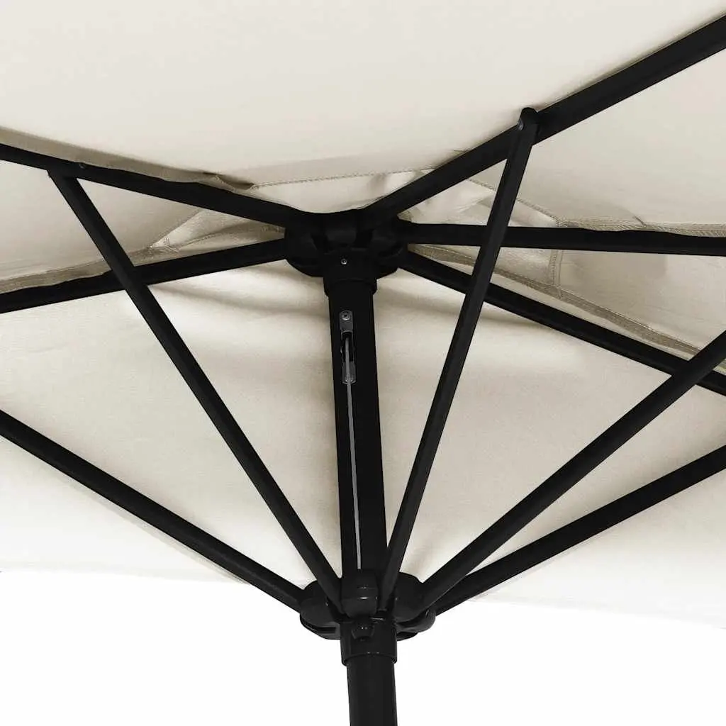 Half Round Garden Parasol UV Protective 270x144cm Beige